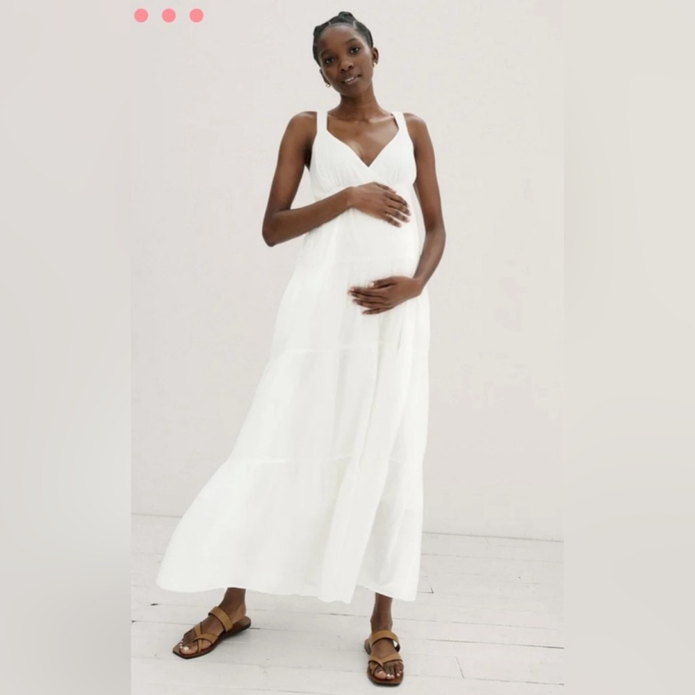 Hatch Katherine Maternity Maxi white dress 2